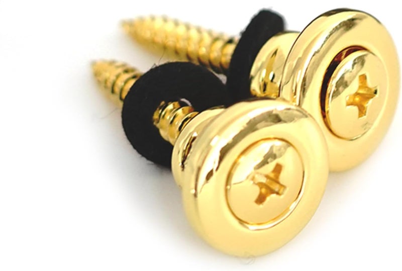 guyker Strap Locks Buttons, (1 Pair) Zinc Alloy Security Straplock Quick Release Strap Retainer System for Electric Acoustic Folk Guitar, Bass, Ukulele Replacement Part (GE001, Gold) - Image 2